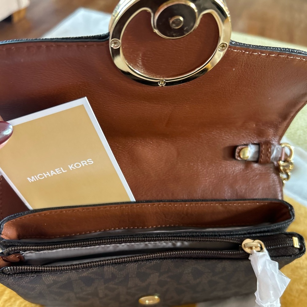 NWT Michael Kors Brown Crossbody with Gold Chain